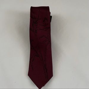NEW! Burgundy Narrow Floral Silk Tie
